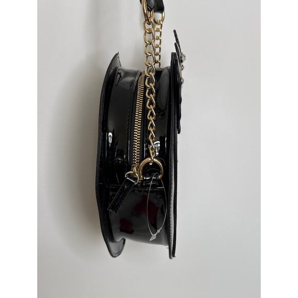 Betsey Johnson Floral Sugar Skull Crown gem black round Crossbody Bag - Picture 13 of 15